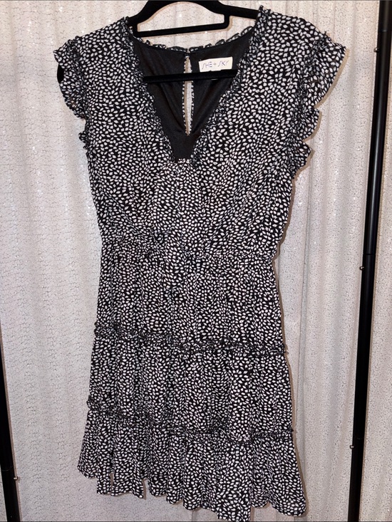 She + Sky Dresses & Skirts - She + Sky Black and White Dot Ruffle Tiered Mini Dress